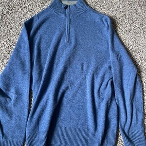 Men's Daniel Bishop 100% Cashmere Blue Zip-Up Sweater